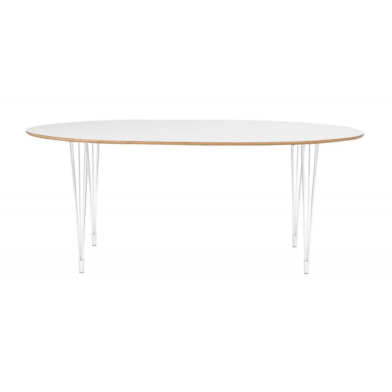 RO Fusio Dining Table Oval White Metal